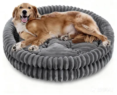 Immagine prodotto di Cuccia rotonda per animali domestici, 70x70x16 cm, grigia, in peluche, lavabile in lavatrice, antiscivolo, calda