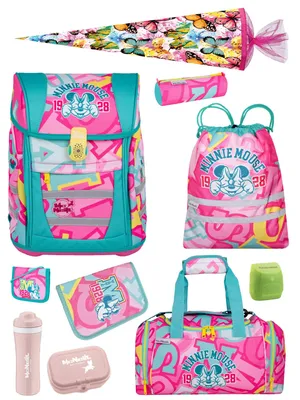 Produktbild von McNeill Ranzen-Set 10-teilig DISNEY MINNIE MOUSE Schulranzen Set mit Sporttasche und Schultüte Schmetterlinge