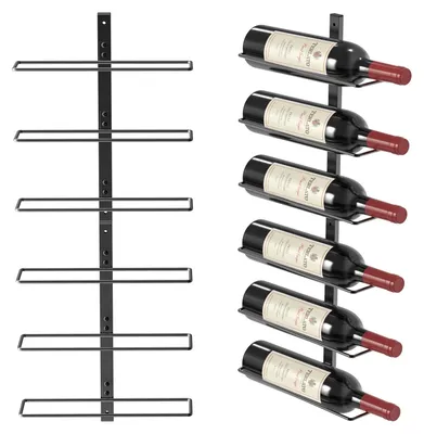 Produktbild von Solidchoice Wandregal für 6 Flaschen – Robuste Metallhalterung – Weinkellerregal für die Wand – Industrielles Design – Langlebig und stilvoll – Für Küche, Bar oder Weinkeller