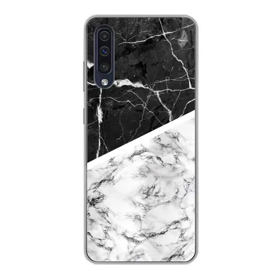Produktbild von MuchoWow® Handyhülle Schutzhülle Hülle für Samsung Galaxy A30s Marmor - Schwarz - Weiß Silikon Softcase Handy Hülle - Karteninhaber