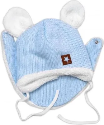 Imagen del producto de Gorro de invierno trenzado con borla y bufanda, color azul, talla 68/74