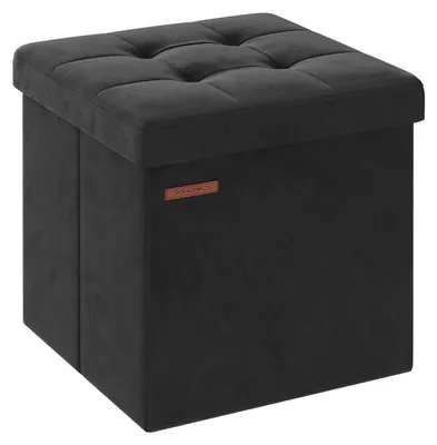 Produktbild von Aufbewahrungshocker aus Samt – MDF – 38 x 38 x 38 cm – tintenschwarz – 43 l