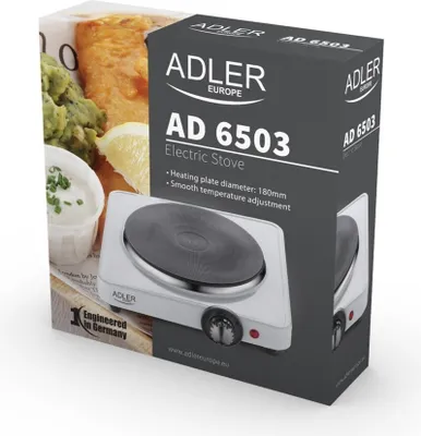 Obrázok produktu pre Adler AD 6503, Biela, Na pracovnú dosku, Utesnená platňa, Smaltovaný, 1 zone(s), 1 zone(s)