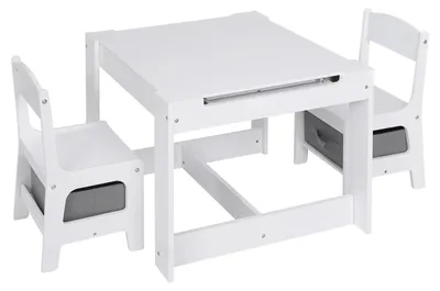 Immagine prodotto di Tavolo 3-in-1 per bambini - Tavolo e sedie per bambini - Set tavolo e sedie per bambini - Piano del tavolo reversibile