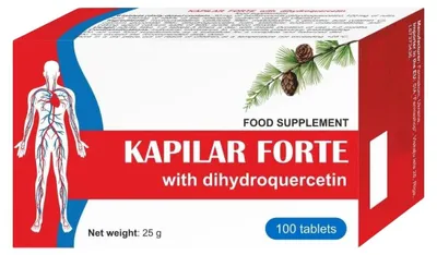 Obrázok produktu pre KAPILAR FORTE - doplnok stravy s dihydrokvercetínom, rutínom a vitamínom C - 100 tabliet - Farmakom