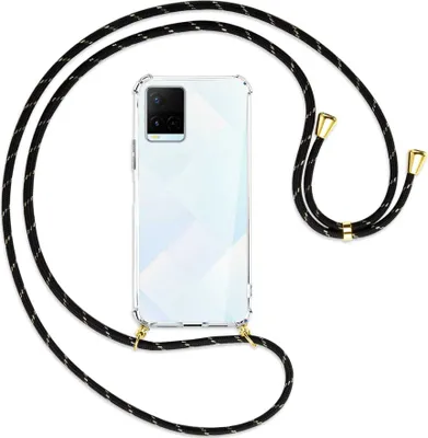 Produktbild von Handykette Backcover-Schutzhülle mit Band (Metall goldfarben) für vivo Y21s (6.51''), Y33s - schwarz/gold