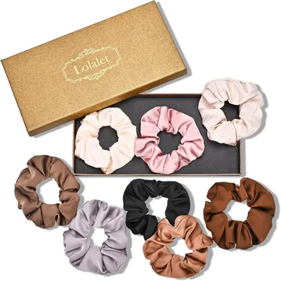 Produktbild von Haargummis Satin, 8 Stück, elastisch, weich, für dünnes und lockiges Haar, für den Alltag