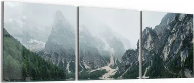 Produktbild von DEQORI Glasbild Echtglas 3x50x50 cm 'Bergsee und Bootsteg' Wandbilder XXL groß