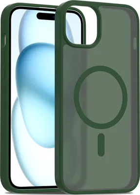 Immagine prodotto di Custodia magnetica per iPhone 15 Plus, compatibile con MagSafe, retro traslucido opaco, resistente agli urti Verde
