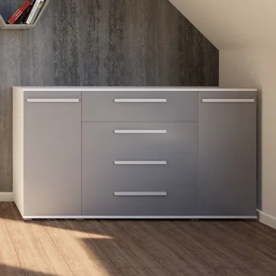 Produktbild von Marlux Meble Kommode R2 mit 2 Türen und 4 Schubladen 160 cm breit Aufbewahrungskommode Matt Modernes Design Sideboard Schubladenschrank Aufbewahrungsschrank Schrank