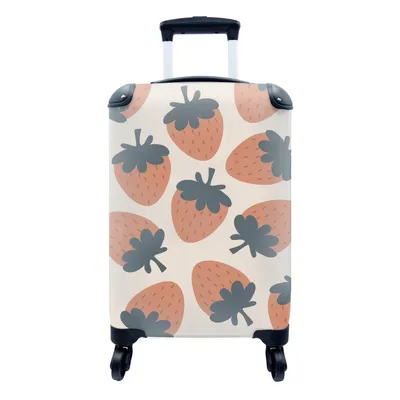 Produktbild von MuchoWow® Koffer Handgepäck Trolley Rollkoffer Kleine Reisekoffer mit 4 Rollen - Obst - Pastell - Erdbeere - Muster - Cabin Size < 55x40x23 cm & 55x40x20 cm - Fotokoffer - Kabinenkoffer - Boardgepäck - Reise-Box - Reisekoffer - Reisegepäck - Koffer mit Bild - Trolley für Kinder