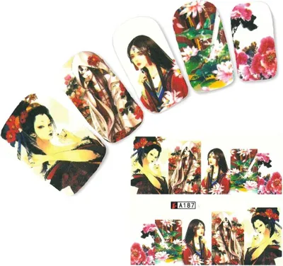 Produktbild von Tattoo Nail Art Japan Manga Blumen Girl Nagel Sticker