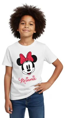 Produktbild von Mickey & Minnie Schriftzug Kinder T-Shirt, 122/128 (7-8 Jahre), Weiß