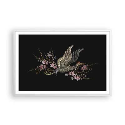 Produktbild von Gerahmtes Poster - Weißer Rahmen - Asiatisch Vogel Blumen - 91,5x61 cm - Wand Bild - Wanddeko - Wandbilder - Kunstposter - Wandposter - Bilderrahmen - Bilder - Kunstdruck - P2WAA91x61-4614