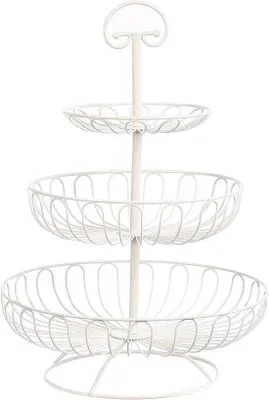 Obrázek produktu pro Dekorativní košík na ovoce, 46 cm, bílý, s uchem