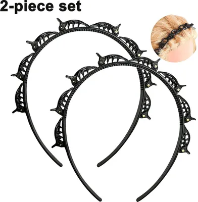 Produktbild von 2 Stücke Haarband mit Twist Clip,  Hairstyle Hairpin, Frisurenhilfe Haarreif Rutschfeste, Haarreifen Haarnadel Stirnband Klammern