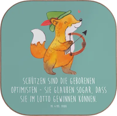 Produktbild von Mr. & Mrs. Panda Untersetzer für Gläser Schütze Optimist - Meeresbrise - Geschenk, Geschenke Sternzeichen, Tischuntersetzer, gläseruntersetzer, Coaster, Astrologie, Tasse