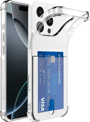 Produktbild von Smartphonica Phone Case geeignet für iPhone 16 Pro mit Kartenhalter Transparentes Silikon - Transparente TPU stoßfest Backcover Case mit Kartensteckplatz