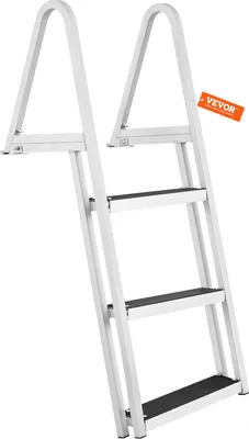 Zdjęcie produktu dla Drabinka dokowa VEVOR, 3 zdejmowane stopnie, nośność 159 kg, drabinka do łodzi ze stopu aluminium z szerokim stopniem i gumową matą antypoślizgową, do wchodzenia na łodzie/jeziora/baseny/morze