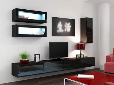 Image de Armoire murale ASHTON 11 – noir / noir brillant