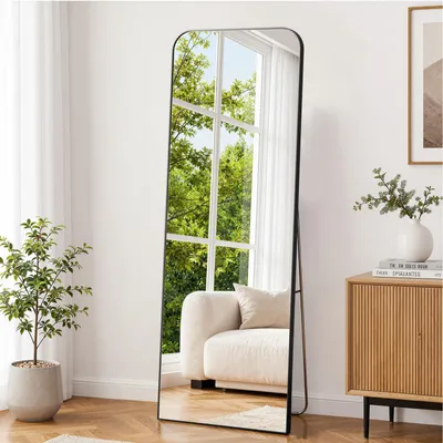 Produktbild von Passpiegel aus gehärtetem Glas, 165 x 60 cm, freistehend oder Wandmontage, für Schlafzimmer