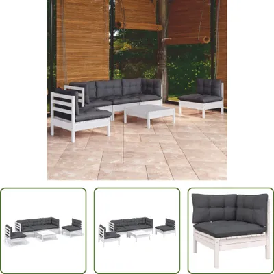 Produktbild von The Living Store 6-tlg. Garten-Lounge-Set mit Kissen Kiefer Massivholz