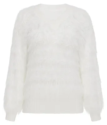 Immagine prodotto di Giacca da donna Auzy, lavorata a maglia, colore bianco, taglia XS