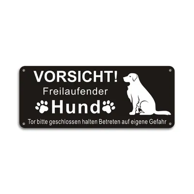 Produktbild von Heikoeco® Vorsicht Hund Schild, Warnschild Hund, Warnung vor dem Hund, Gartenschild Hund, Selbstklebend mit Löchern, Hochwertig, Schwarz, 1 Stück