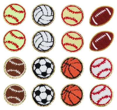16 Chenille-Aufbügel-Patches für Sportbälle – DIY-Accessoires