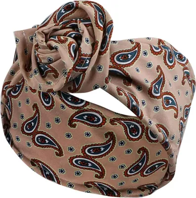 Image de Bandeau de cheveux turban en coton avec paisley rétro dans un kaki élégant