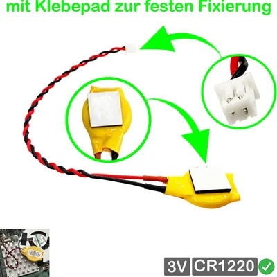 Produktbild von RTC CR1220 BIOS CMOS-Batterie plug cable mit Stecker (ca. 4 x 3 mm) | kabel 10cm