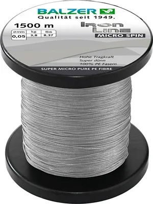 Produktbild von Balzer Angelschnur Iron Line Micro Spin (grau, 1.500 m) Länge m: 1500