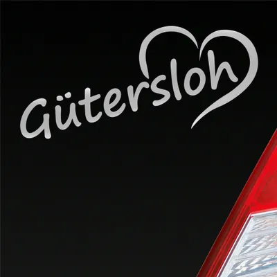 Produktbild von Auto Aufkleber Gütersloh Herz Stadt City Liebe Love Heart 19x8 cm Silber Sticker Heckscheibenaufkleber