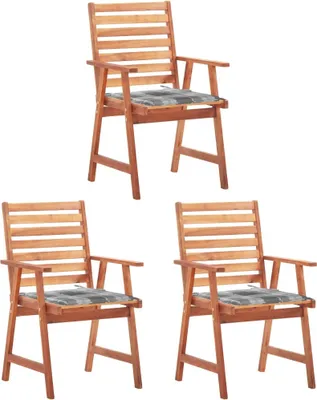Produktbild von Garten-Essstühle 3 Stk. mit Kissen Massivholz Akazie
