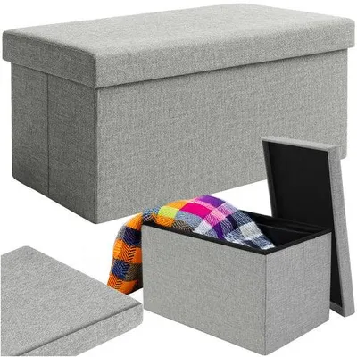 Produktbild von Grauer Stoffpouf, 76x38x38 cm, Ottomane