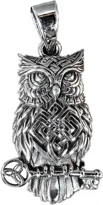 Produktbild von Kettenanhänger Eule 925 Silber Oxidiert 3cm Kelten Glücksbringer Amulett 10814