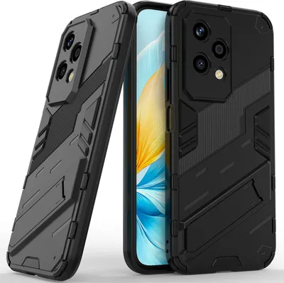 Produktbild von Armor Hülle für Honor 200 Lite Hybrid PC TPU Bumper Stoßfestes Schutzhülle mit Standfunktion Schwarz