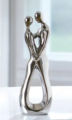 Zdjęcie produktu dla Gilde Francis, Figur, Paar, "Liebesblick", Keramik, silberfarben, VE 2, L. 6.5 cm, B. 10 cm, H. 31 cm 30446 4009079304466