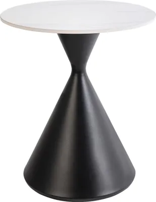 Zdjęcie produktu dla BELIANI Stolik pomocniczy biały spiek kwarcowy blat czarna metalowa podstawa stolik pomocniczy naturalny wygląd nowoczesny design do salonu