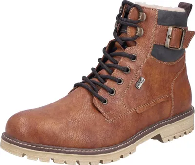 A single brown boot is shown against a white background.