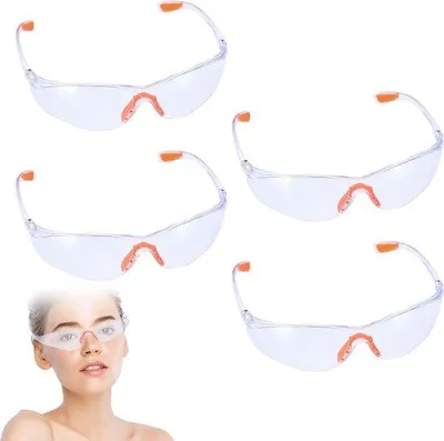Produktbild von Schutzbrille Transparente Überbrille Kunststoff Nasenbrücke Gummibügel 4 Stück