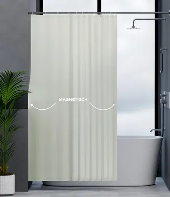 Produktbild von Kjelfossen magnetischer Duschvorhang, beige, waschbar, schnelltrocknend, schimmelresistent, 240 x 200 cm, blickdicht, für Bad oder Dusche