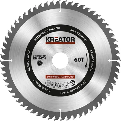 Produktbild von Kreator 216x30x2.2 Mm 60t Kreissägeblatt Für Holz One Size
