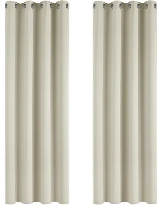 Produktbild von Verdunkelungsvorhänge Ösen Gardinen Wohnzimmer Blickdicht 138x117cm Hellbeige 2er Set