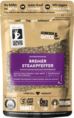 Zdjęcie produktu dla Bremen steak pepper, mieszanka przypraw do steków, mielona, 3 x 80 g