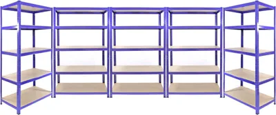 Zdjęcie produktu dla Promocja Monster Racking  5 x regał Q-Rax – regał o dużej nośności, regał do dużych obciążeń, regał magazynowy, regał garażowy, regał piwniczny, regał stalowy, regał przemysłowy, regał warsztatowy, regał modułowy, regał metalowy – w 100% bez śrub