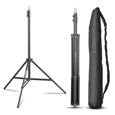 Produktbild von Walimex pro WT-803 Lampenstativ 2er-Set höhenverstellbar bis 208 cm, Lichtstativ aus Aluminium mit Tasche + Adapter, Studiostativ max