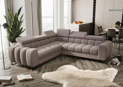 Produktbild von Ecksofa Schlafsofa BASTIEN in Stoff Gemma Aschgrau Seite Universal