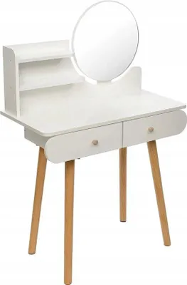 Produktbild von Weißes Holzregal mit Spiegel und Schublade 72x40x122