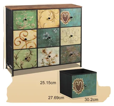 Zdjęcie produktu dla Komoda w stylu vintage, z wieloma szufladami, 86,5 x 67,5 cm, model B – dziewięć szuflad